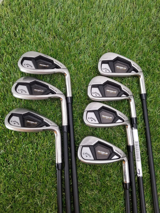 2022 CALLAWAY ROGUE ST MAX OS IRON SET 6-PW,AW,SW SENIOR CYPHER FORTY GOOD