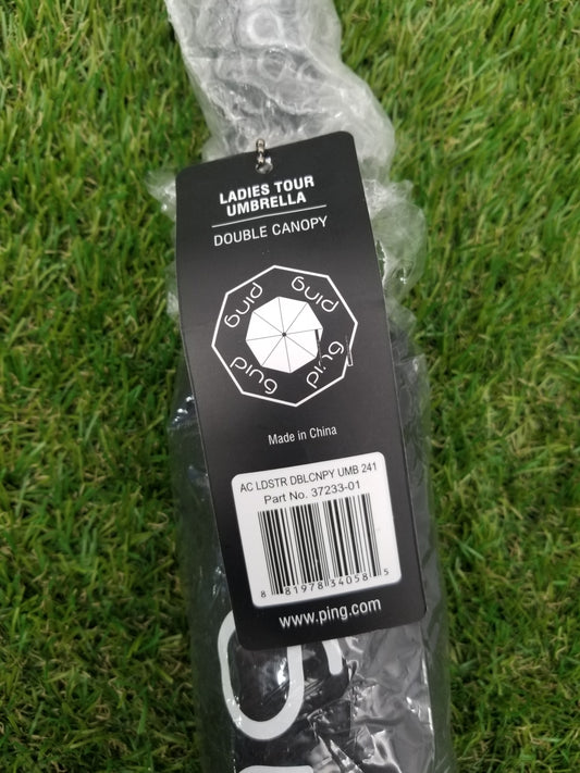 NEW PING TOUR UMBRELLA LADIES DOUBLE CANOPY BLACK 40inches BRANDNEW