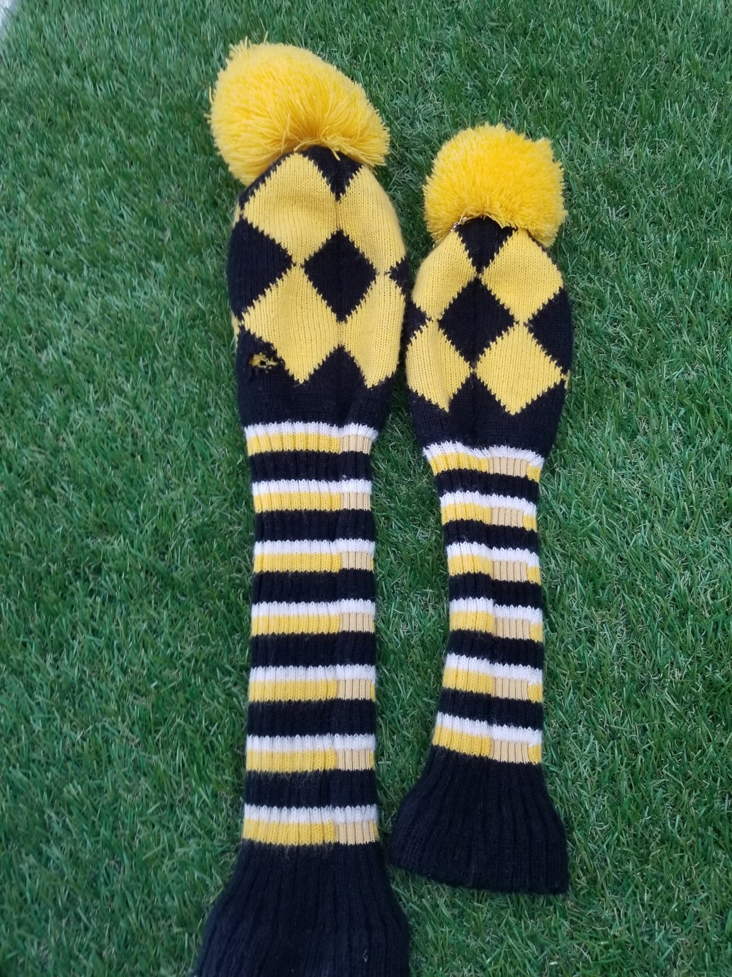 BLACK AND YELLOW DRIVER, FAIRWAY 3X HYBRID HEADCOVER SET VERYGOOD