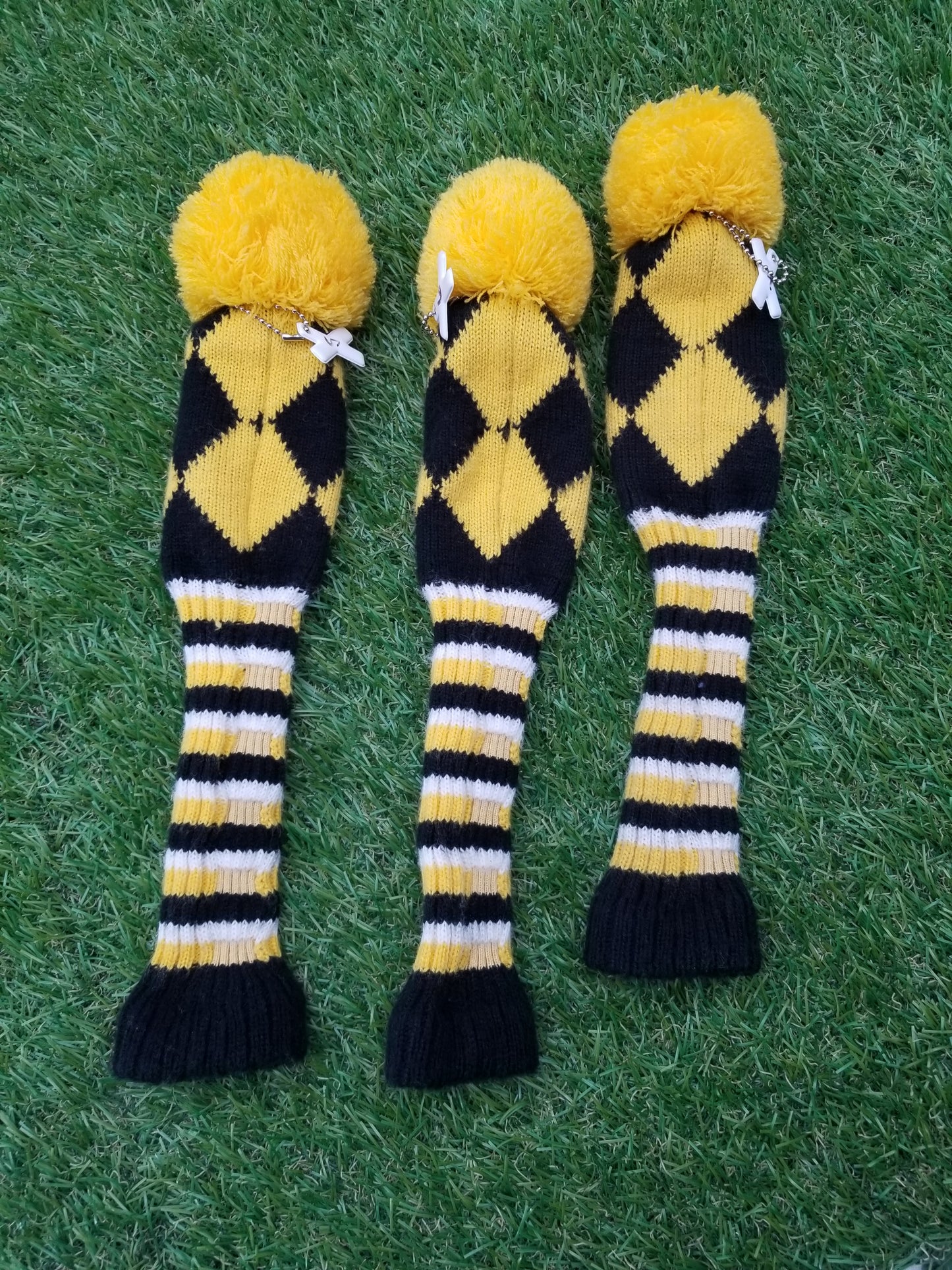 BLACK AND YELLOW DRIVER, FAIRWAY 3X HYBRID HEADCOVER SET VERYGOOD