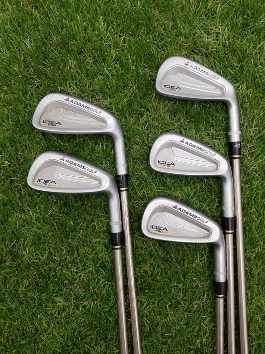 2008 ADAMS IDEA PRO GOLD IRON SET 5-9IRON STIFF TRUE TEMPER BLACK GOLD FAIR