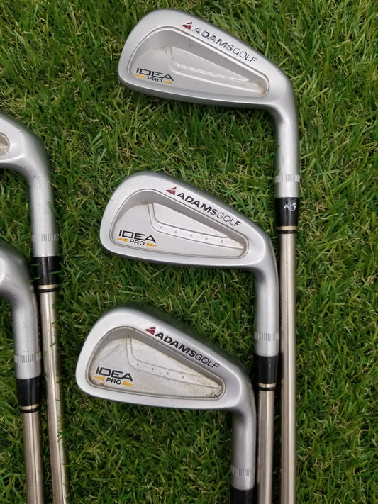 2008 ADAMS IDEA PRO GOLD IRON SET 5-9IRON STIFF TRUE TEMPER BLACK GOLD FAIR