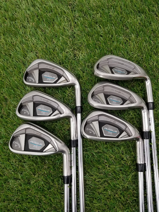 2018 CALLAWAY ROGUE X IRON SET 6-PW,AW REGULAR KBS MAX 90 GOOD