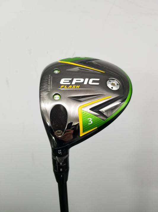 LEFTY 2019 CALLAWAY EPIC FLASH 3 WOOD 15* XSTIFF MITSU TENSEI BLUE +HC VERYGOOD