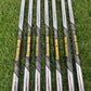 TRUE TEMPER DYNAMIC GOLD MID X100 IRON SHAFT SET XSTIFF 115G .355" TIP GOOD