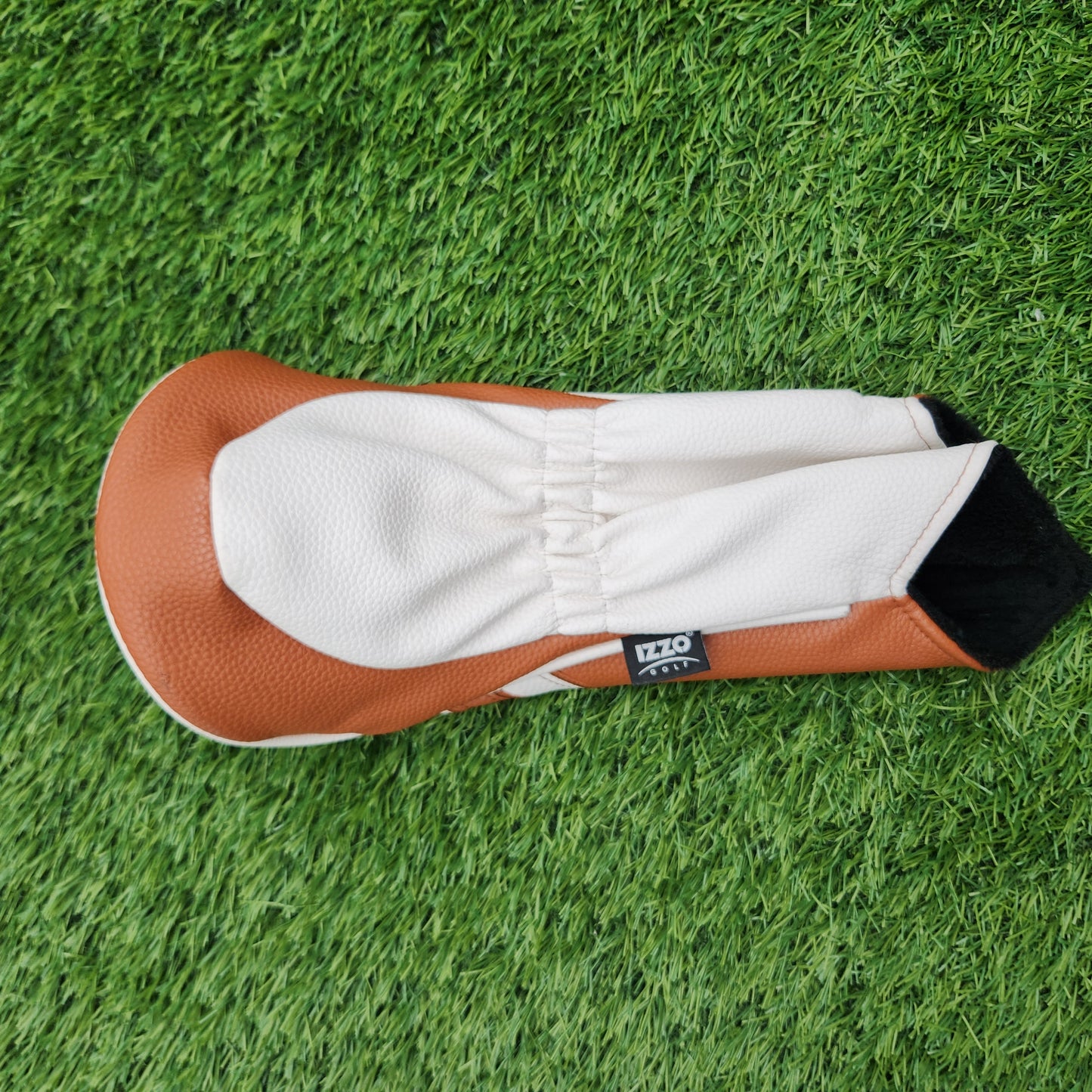 IZZO GOLF WHITE AND TAN DRIVER HEADCOVER VERYGOOD