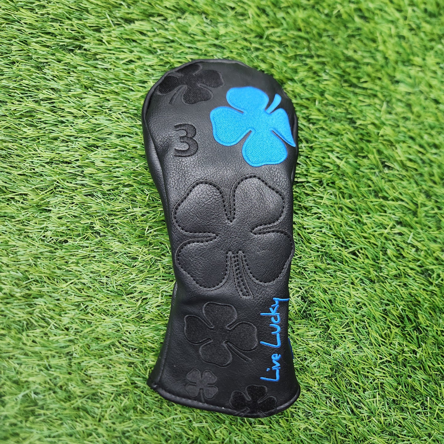 CMC DESIGNS BLACK CLOVER BLUE FAIRWAY HEADCOVER VERYGOOD