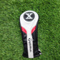 TAYLORMADE BLACK RED AND WHITE LEATHER HYBRID HEADCOVER VERYGOOD