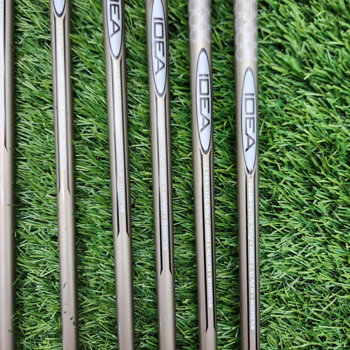2011 ADAMS IDEA A12 OS SET 3W,5W,7W,5HY,6HY,7-PW,SW(MISSING 9I) LADIES STOCK GRAPHITE 50G GOOD