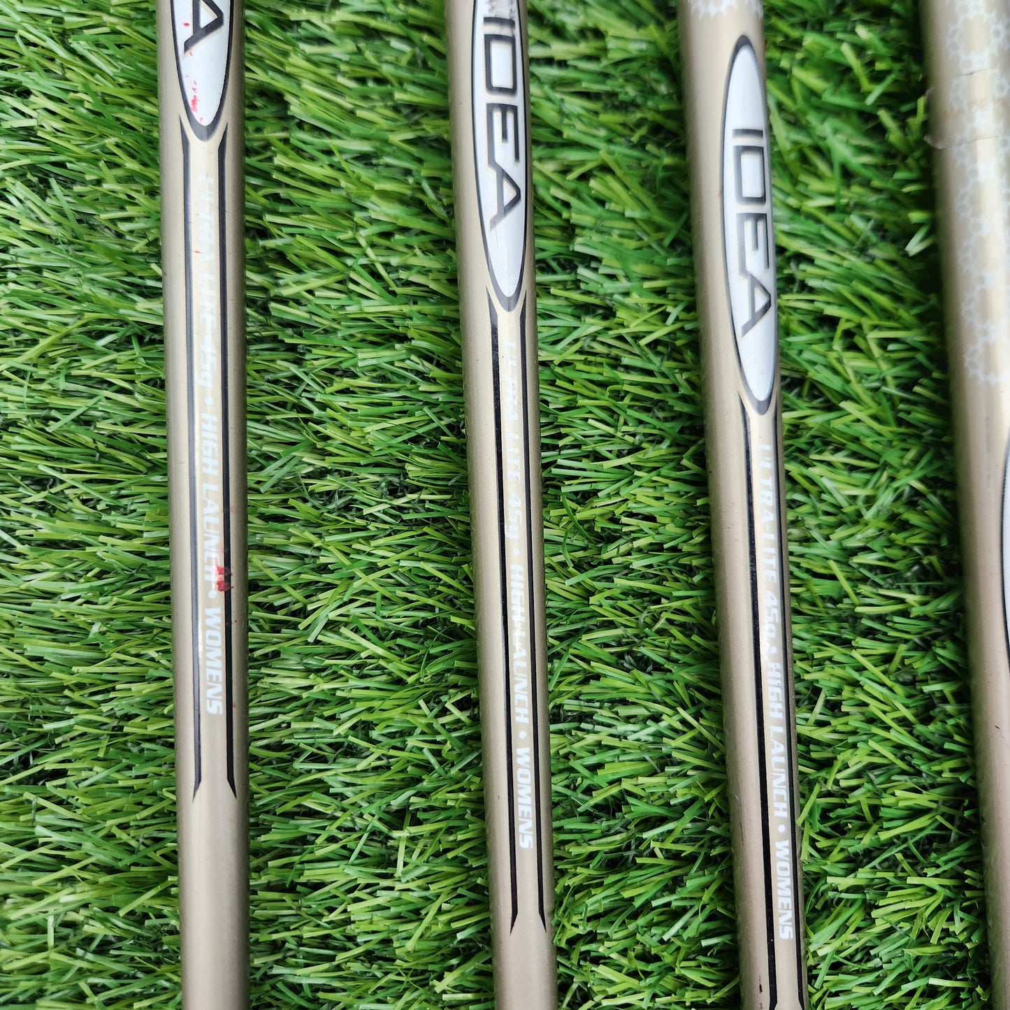 2011 ADAMS IDEA A12 OS SET 3W,5W,7W,5HY,6HY,7-PW,SW(MISSING 9I) LADIES STOCK GRAPHITE 50G GOOD