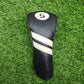 LEATHER BLACK/WHITE 5 WOOD FAIRWAY HEADCOVER GOOD